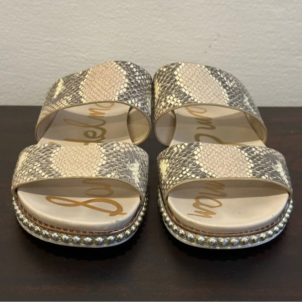 Sam Edelman Size 8.5 Chunky Flatform Open Toe Slide Snakeskin Strappy Sandal - Picture 6 of 16